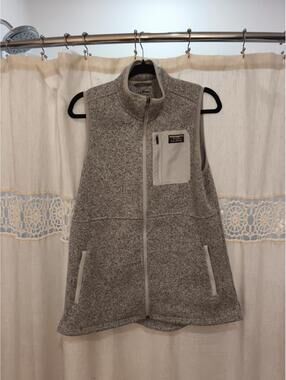 L.L. Bean Women's Fleece Full Zip Sweater Vest Jacket Size MEDIUM Oatmeal 511766